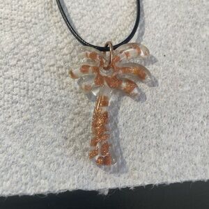 Palm Tree Glass Pendant Necklace